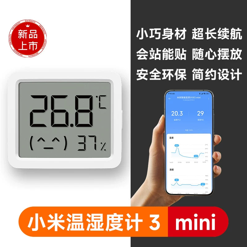 Xiaomi Mijia ağıllı temperatur və rütubət ölçən 3mini yüksək dəqiqlikli Mijia Bluetooth ultra uzun batareya ömrü ağıllı əlaqə
