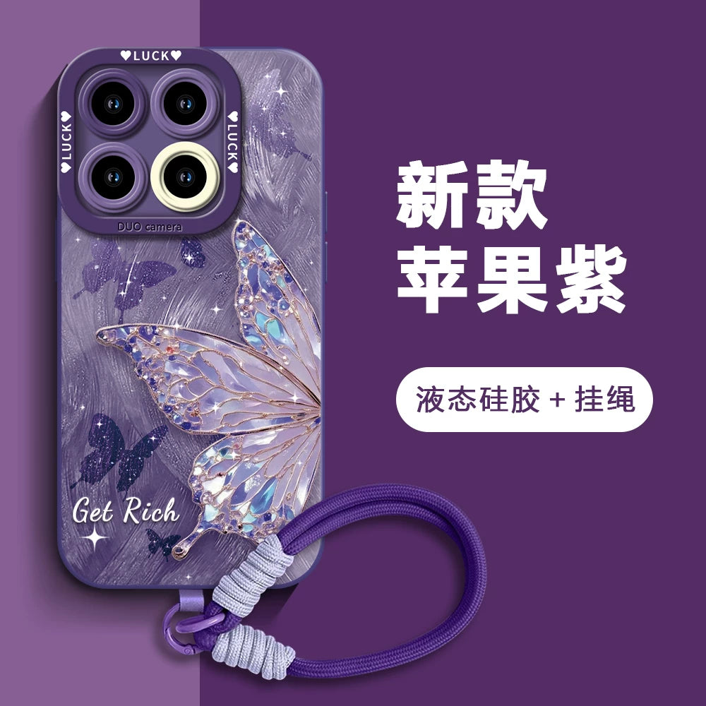 Yusha Bandie Xiaomi 15 Fengqichaoming cib telefonu qutusu 14pro qoruyucu örtük üçün uyğundur Redmi K80 yüngül lüks stil 70 silikon note14 qadın 13pro yüksək səviyyəli 12 payız əleyhinə pro yeni stil kordonlu