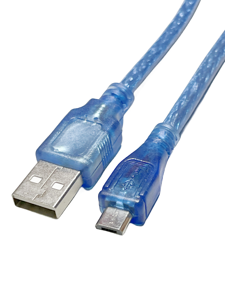 Mikro USB şarj məlumat kabeli tam mis şəffaf mavi Android tətbiq olunan interfeys mobil telefon əlaqə kabeli