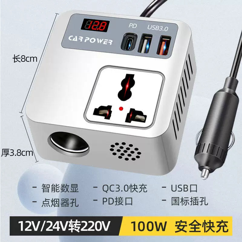 Universal USB şarj yuvası olan avtomobil inverteri 12V/24V-dən 220V-ə qədər yüksək güclü gücləndirici çevirici