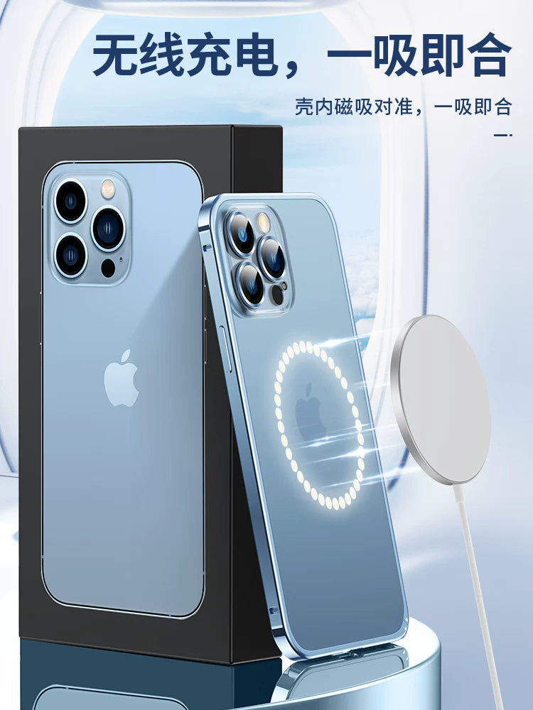 ins orijinal yüksək səviyyəli metal çərçivə iPhone17pro Apple 16 cib telefonu qutusu 14ProMax yeni 12 buzlu 13pro şəffaf 14plus kişilər və qadınlar 15promax düşməyə qarşı örtük