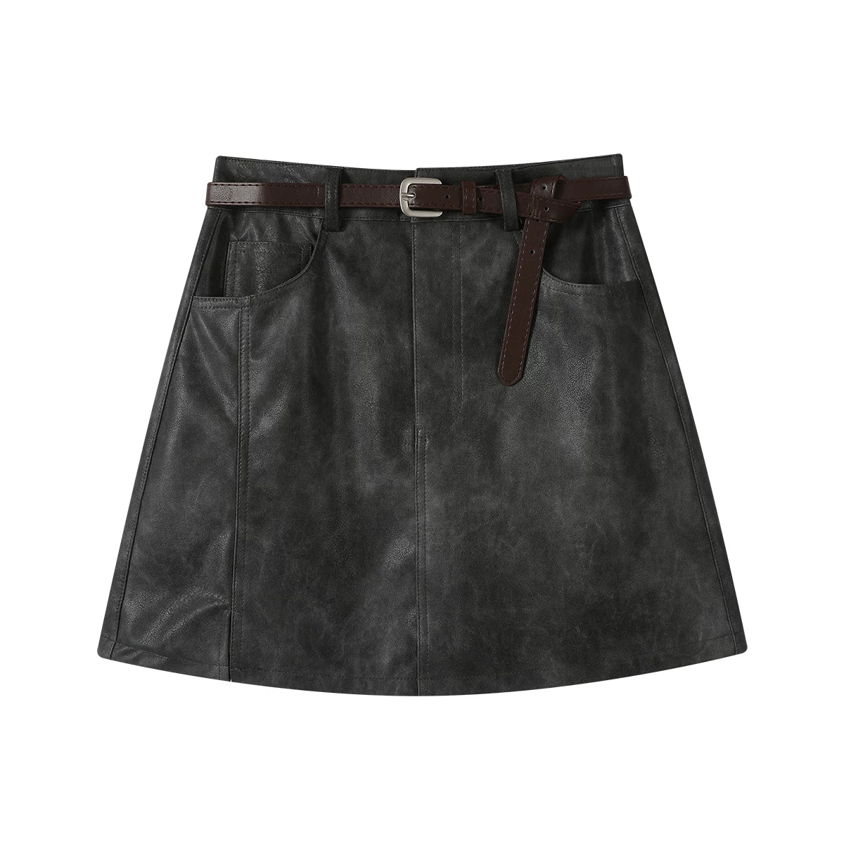 Cholisa 2026 Yaz/Payız Yeni Dəbli və Zərif Qadın Midi Ətəyi, Super Gözəl Yüksək Belli A-Xəttli Çoxfunksiyalı Dəri Mini Ətək