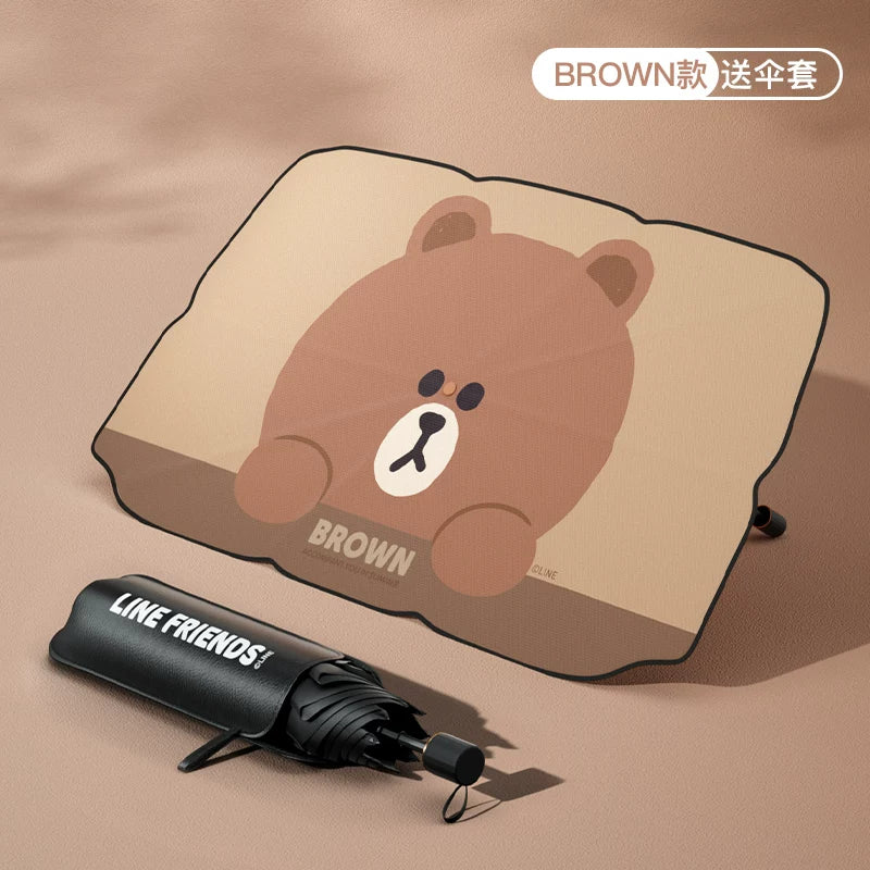 Line Brown Bear car sunshade, cute car sunshade, windshield sunshade and heat insulation, sunshade for women.