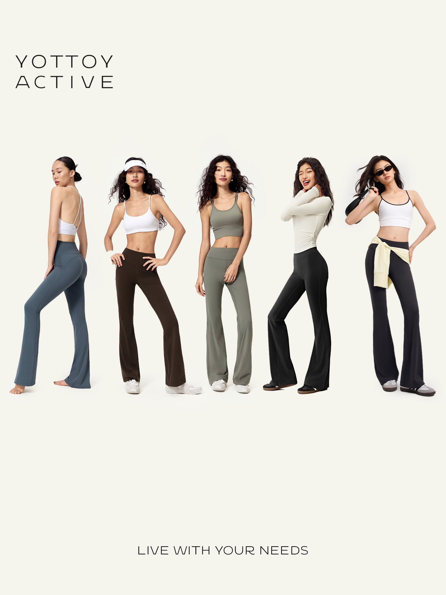 YOTTOY supermodel çəkmə kəsikli yoqa şalvarı, yüksək belli, kalça qaldıran fitnes şalvarı idman Pilates məşq paltarı