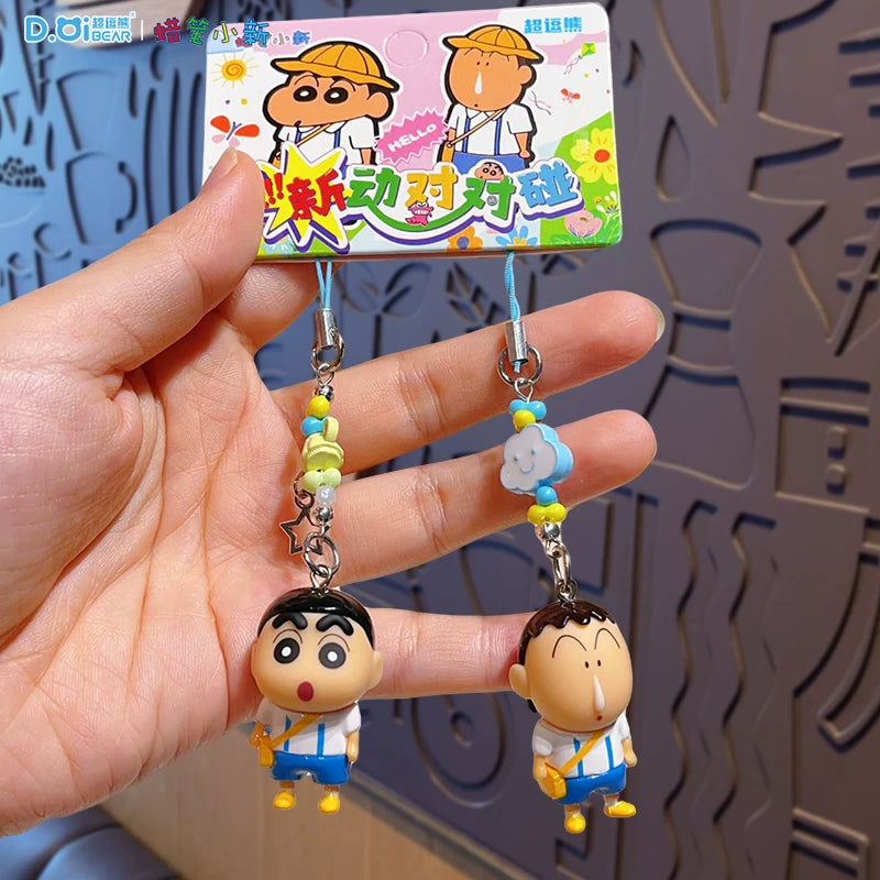 Orijinal Crayon Shin-chan Kiçik Burun Tutucu Telefon Zənciri 2025 Yeni Stil Qulaqlıq Avtomobil Açar Zənciri Sırt Çantası Kulon Açar Zənciri