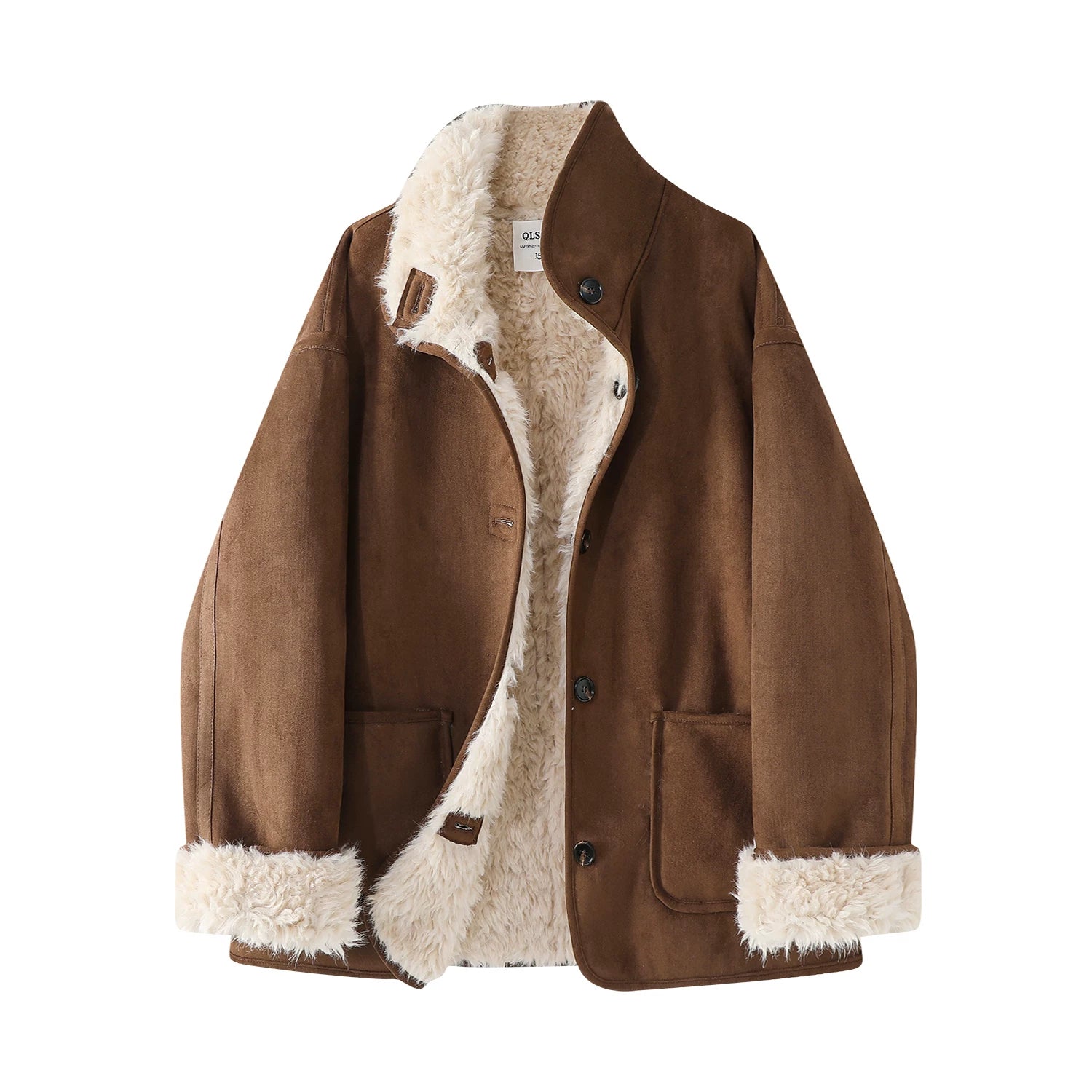 Cholisa Qoyun Dərisi Palto, Yeni Qış Modeli, Koreya Modeli, Qalınlaşdırılmış, Zərif Qadınlar üçün Geri Dönən Zamşa Palto