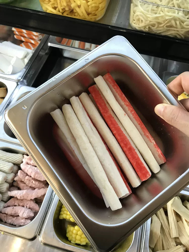 Xidmət hövzəsi paslanmayan poladdan xüsusi meyvə tozu qutusu mirvari mürəbbə qutusu buz tozu kiçik tərkibli torna meyvə balıq ovu qapağı fast food hövzəsi