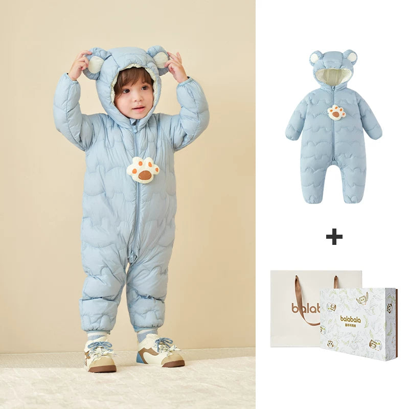 Balabala uşaq yüngül aşağı gödəkçəsi, oğlan və qızlar üçün körpə bodi, 2025 yeni model, körpələr üçün şirin qış geyimləri.