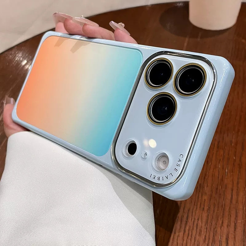 Apple 17ProMax mobil telefon qutusu, yeni iphone17 kvadrat gradient narıncı dəniz lensi hərtərəfli qoruyucu örtük, sadə buzlu 16 yüksək səviyyəli kişi və qadın cüt qabıq 15hui 14 üçün uyğundur