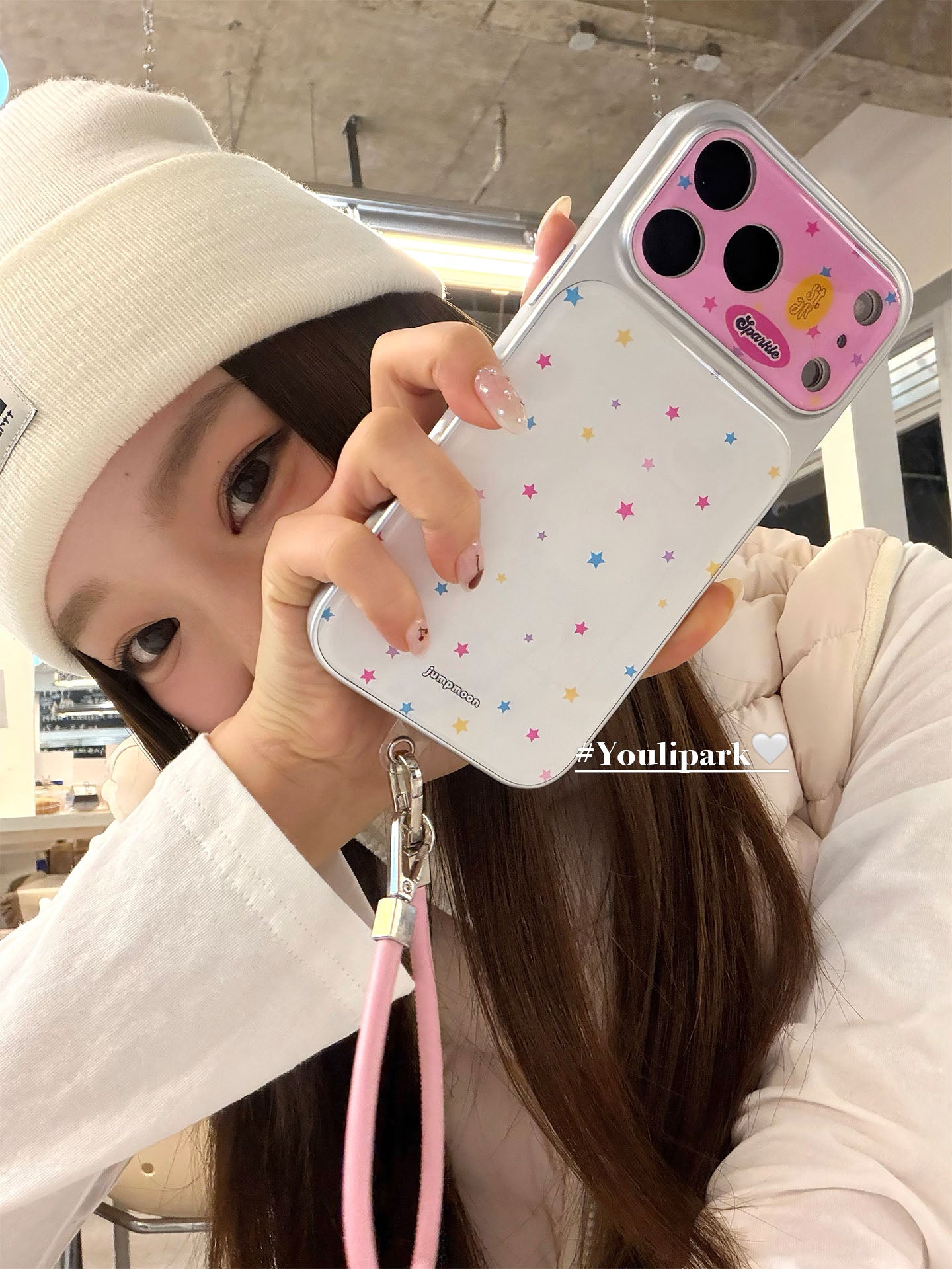 Yuri Park ins Koreya üslubunda sadə tam ekran rəngli kiçik ulduz lenti 17pro Apple 17ProMax cib telefonu qutusu iPhone16 hər şey daxil 14 yeni 16Promax qoruyucu qutu 13 qadın