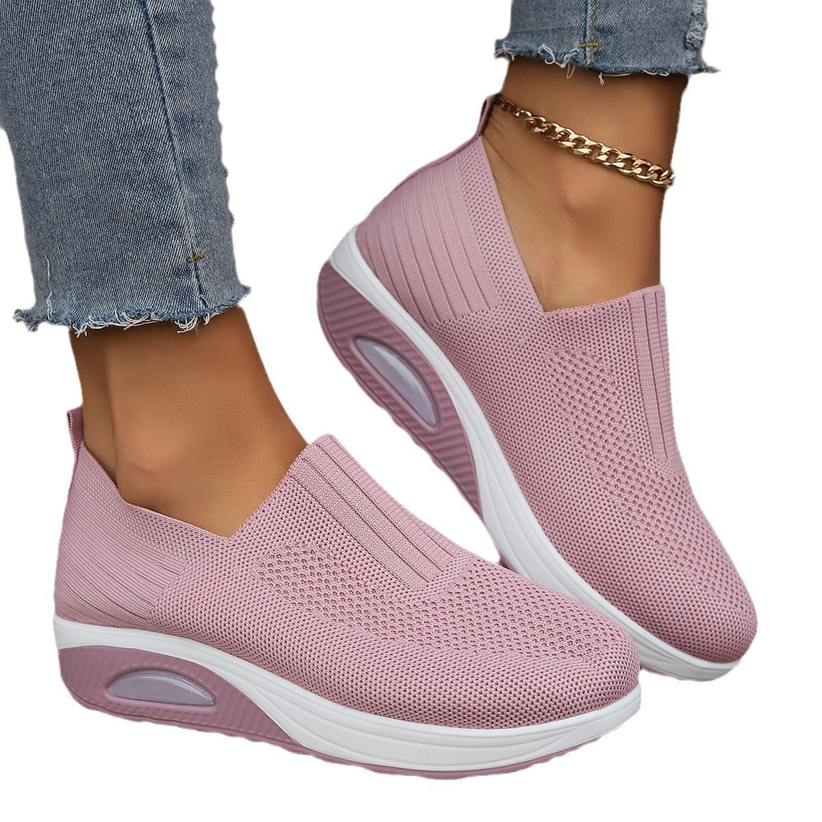 1 Slip-on Rocking Qadın Ayaqqabıları Qalın dabanlı Hava Yastığı Lazy