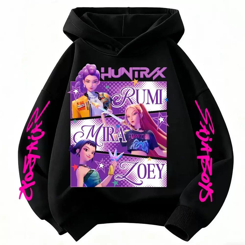 KPop Demon Hunters Huntrix Hoodie Uşaq Geyimləri Şahzadə Qız