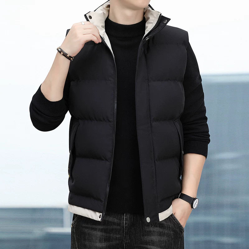 Paul's Kişilər üçün Yüksək Yaxalı Pambıq Jilet, Koreya üslubunda, Çoxfunksiyalı, Dəbli, Trendli, İsti, Payız və Qış Üst Geyimləri