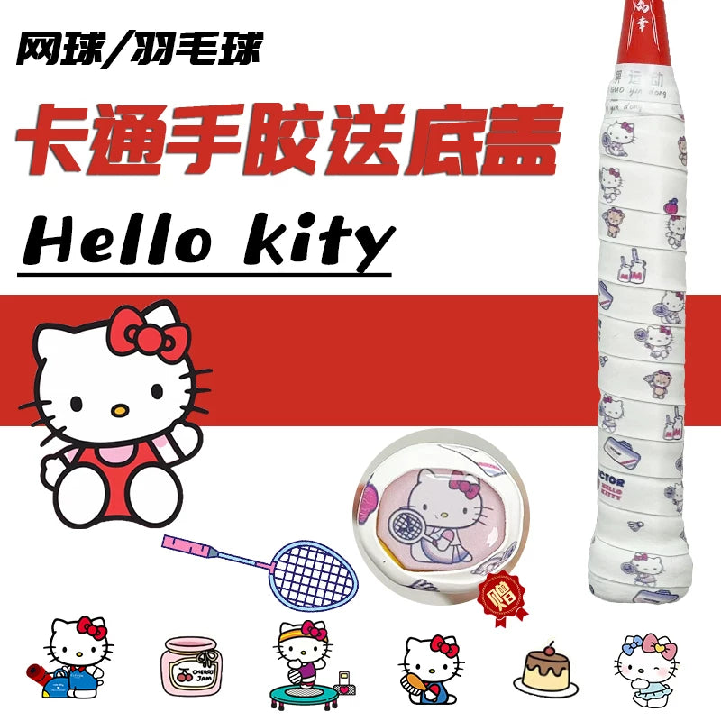 Şirin Hello Kitty Badminton Raketi Əl Yapışqanlı Tər Edən Aşınmaya Davamlı Yapışqan Tennis Dəstəyi Alt Qapaqlı Etiketli Ultra Nazik