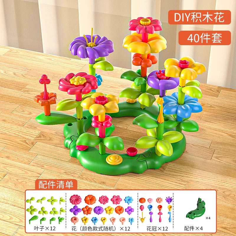 Qızlar üçün DIY Bağ Tikinti Blokları Çiçək Dəsti 3 Zəka İnkişaf Etdirmək üçün Çiçək 4 Uşaq Təhsil Oyuncağı 5 Uşaq Çiçək Aranjimanı Oyuncağı