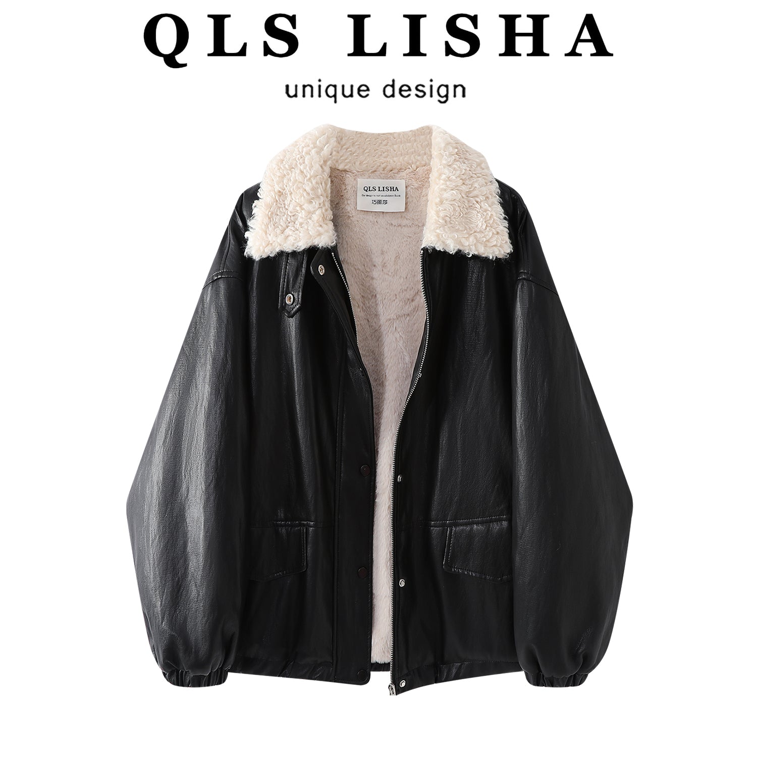 Cholisa-nın yüksək keyfiyyətli qara rəngli, yun astarlı dəri gödəkçəsi, payız və qış üçün idealdır. Qadınlar üçün super şık, geniş və oturan dəri gödəkçə.