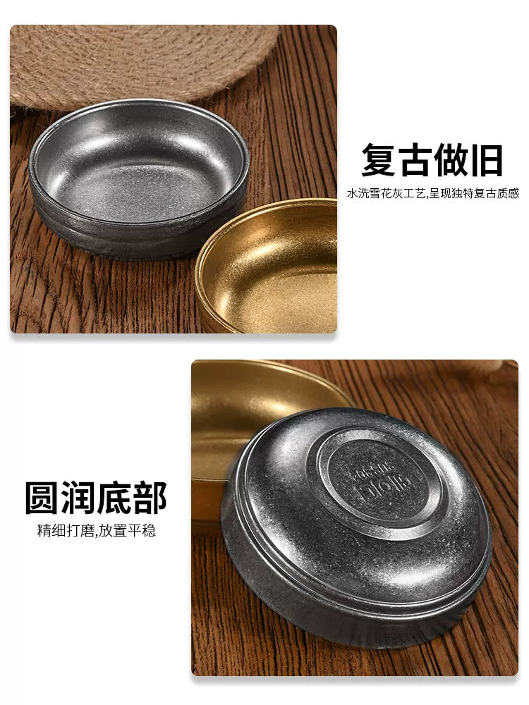 Retro 304 paslanmayan poladdan hazırlanmış sous qabı Koreya qızılı kimchi qabı barbekü dükanı kiçik qab qabı köhnə kiçik kasa daldırma qabı