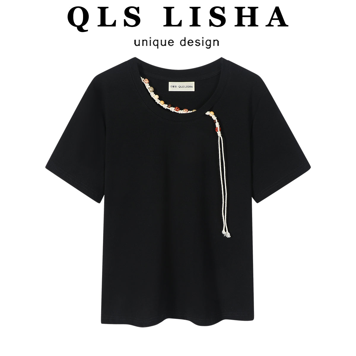 Chalisa Qadınlar üçün Dəbli Arıqladıcı Dəyirmi Yaxalı Qısa Qollu Futbolka, Yeni Yay Stili, Unikal Dizayn, Super Görünüş Tək Geyinmək Üçün Əla