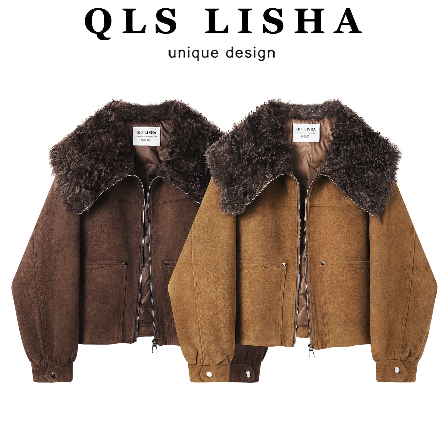 Cholisa-nın möhtəşəm dizaynlı qadın qış tüklü gödəkçəsi, 2025-ci il istehsalı yeni retro ağ ördək tüklü zamşa palto.