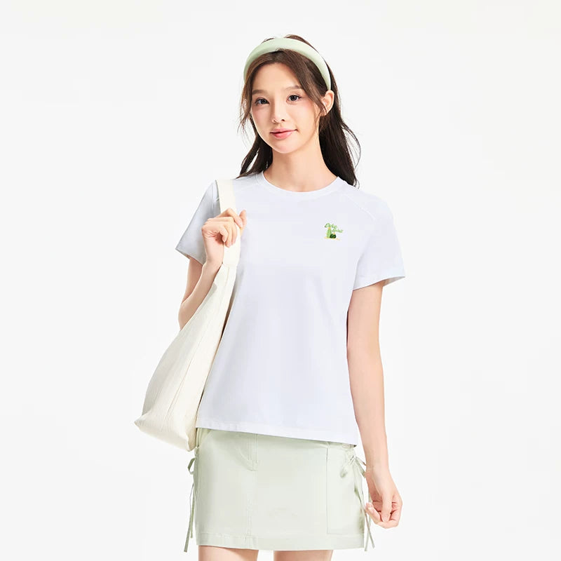 Hongxing Erke Qısaqol Qadın 2026 Yay Yeni Qadın İdman Pambıq T-shirt Qadın Ana Yarımqol Top