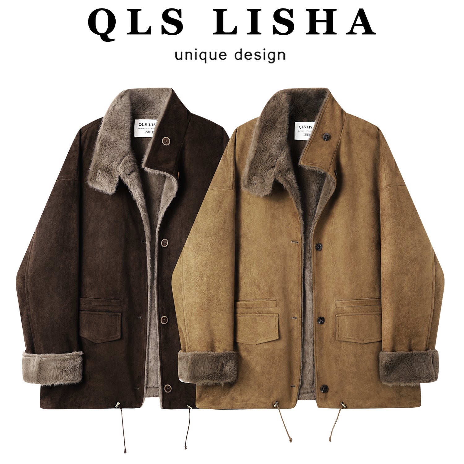 Cholisa Geri Dönən Zamşa Orta Uzunluqlu Merard İsti Palto Qadın Qış Quzu Yunlu Qalın Dəri Palto