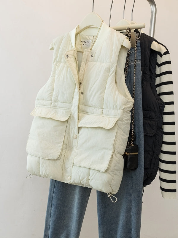 Böyük Ölçülü Koreya Üslubunda Qadınlar üçün Gündəlik Pambıq Jilet, 2026 Payız/Qış Yeni Gəlişi, Böyük Ölçülü Qadınlar üçün Populyar Boş Qolsuz Jilet