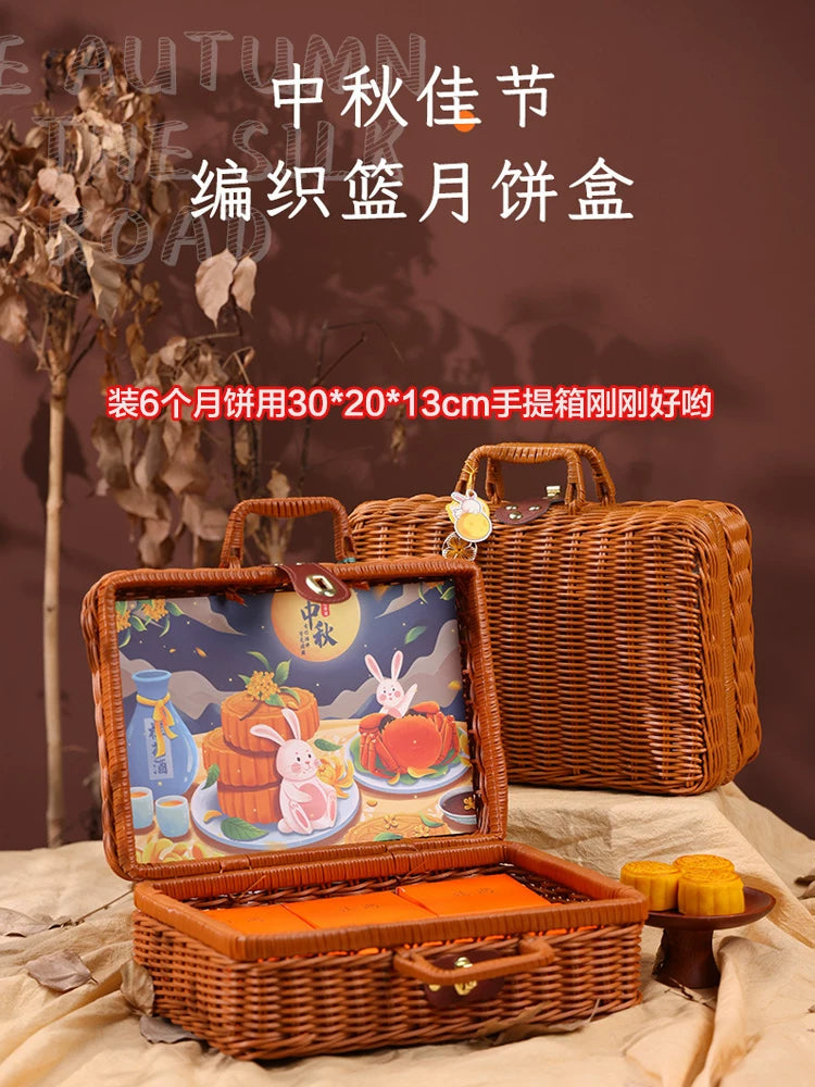 Təqlid rattan çamadan Yeni il toyu toy müşayiəti hədiyyə qutusu əl ilə toxunmuş foto rekvizit böyük retro qutu