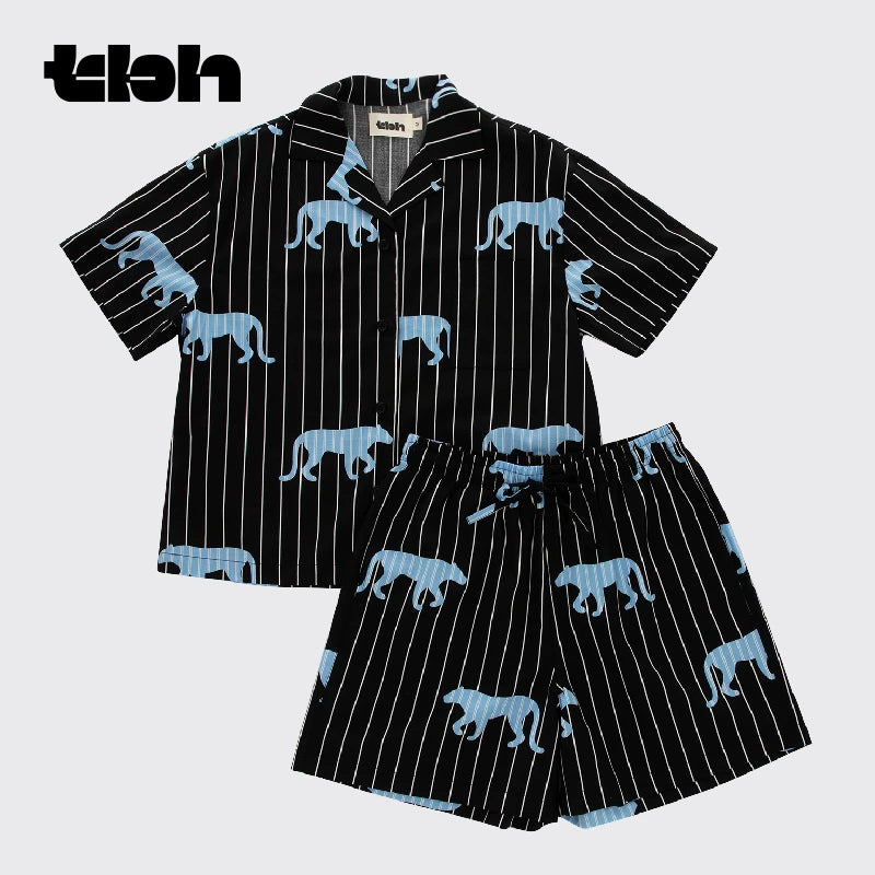 [Möhtəşəm Eyni Stil] tbh Brutalist Home Tencel Pambıq Ev Geyimi Qadın Kənarda Cüt Pijama Geyə bilər