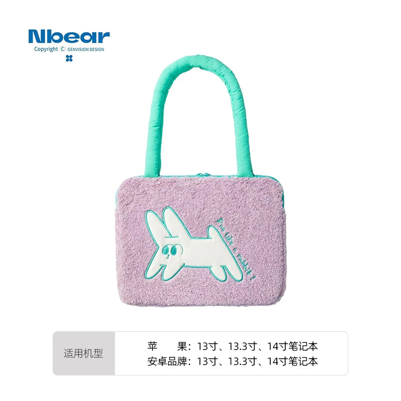 Nbear 咻咻Rabbit portativ noutbuk çantası 13/14 düymlük MacBook Apple ipad Lenovo Huawei mate planşet saxlama çantası orijinal Koreya və Yapon sevimli təmtəraqlı tikmə