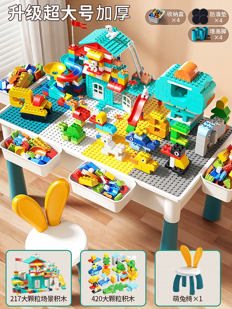 Uşaq tikinti bloklarından ibarət masa, oğlanlar, qızlar, körpələr və körpələr üçün, təhsil, 6 yaşlı uşaqlar üçün çoxfunksiyalı, böyük hissəciklərdən ibarət, yığma dəsti.