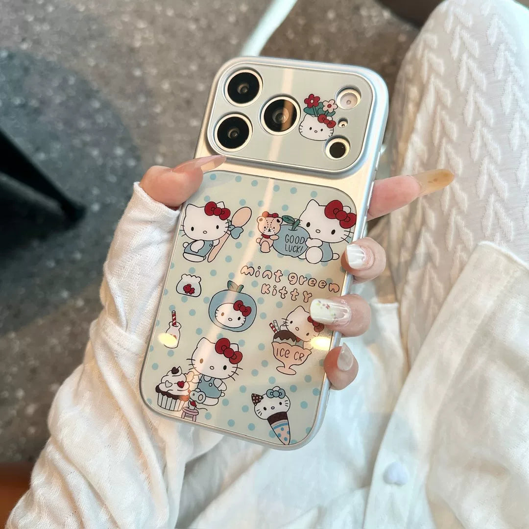 Polka-dot Kitty Apple 17promax mobil telefon qutusu, yeni cizgi filmi iPhone16, kreativ və sevimli 15pro payız əleyhinə qadın Apple 14/13 girly stil 12PM niş iPhone17 üçün uyğundur