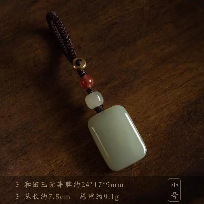 Orijinal təbii Hetian jade daşı, orijinal məhsul, sülh və təhlükəsizlik asqısı, avtomobil açarları üçün yüksək keyfiyyətli jade asqısı, kişilər və qadınlar üçün açar tilsimidir.
