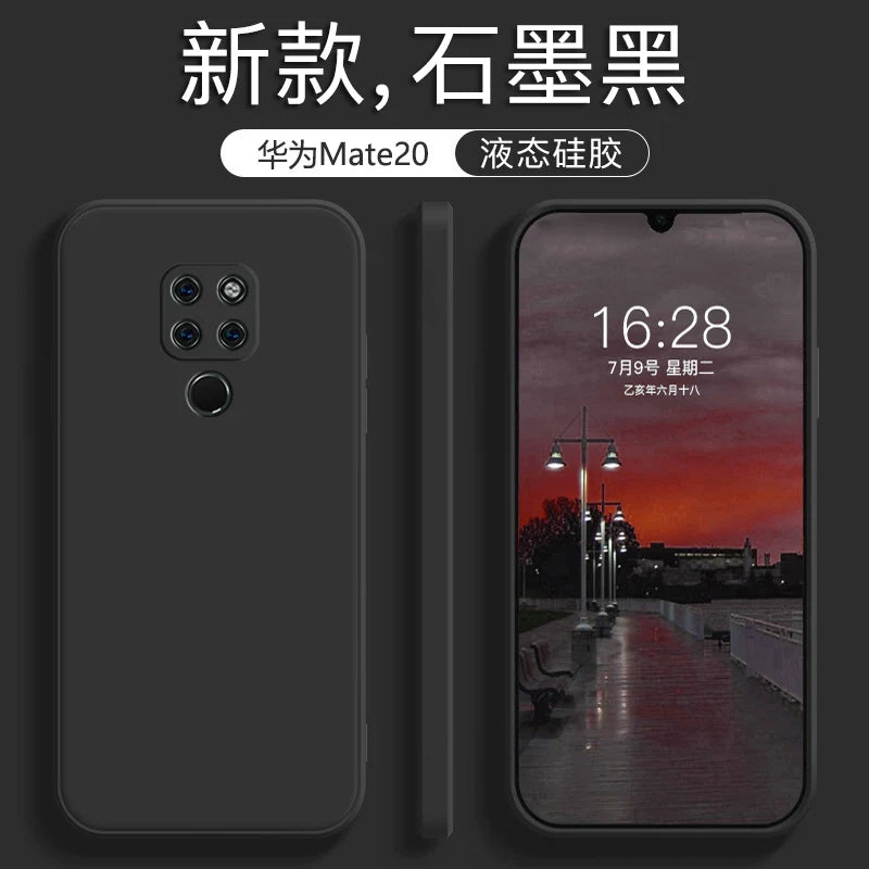 Huawei mate20 mobil telefon qutusu üçün uyğundur mate20pro yeni maye silikon mate20x qrafit qara düşməyə qarşı mobil telefon qutusu sadə işgüzar kişi yumşaq qabıqlı bərk rəngli fərdiləşdirilmiş qadın qoruyucu örtük