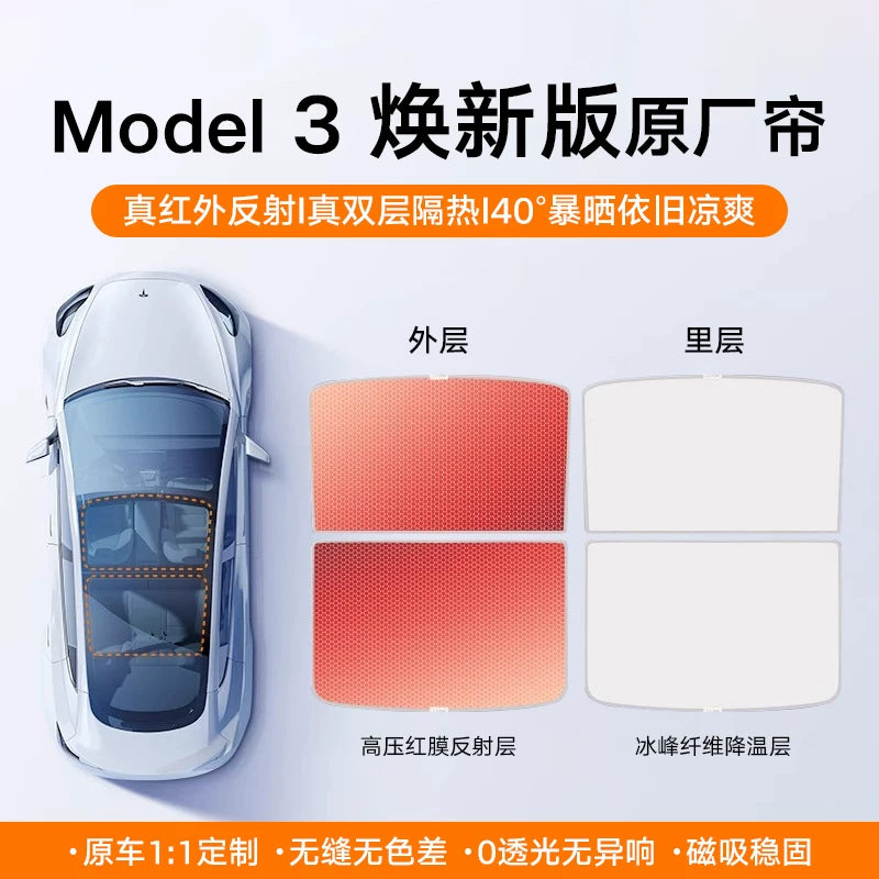 The Tesla Model 3 sunroof sunroof is compatible with the latest version model Y2025.