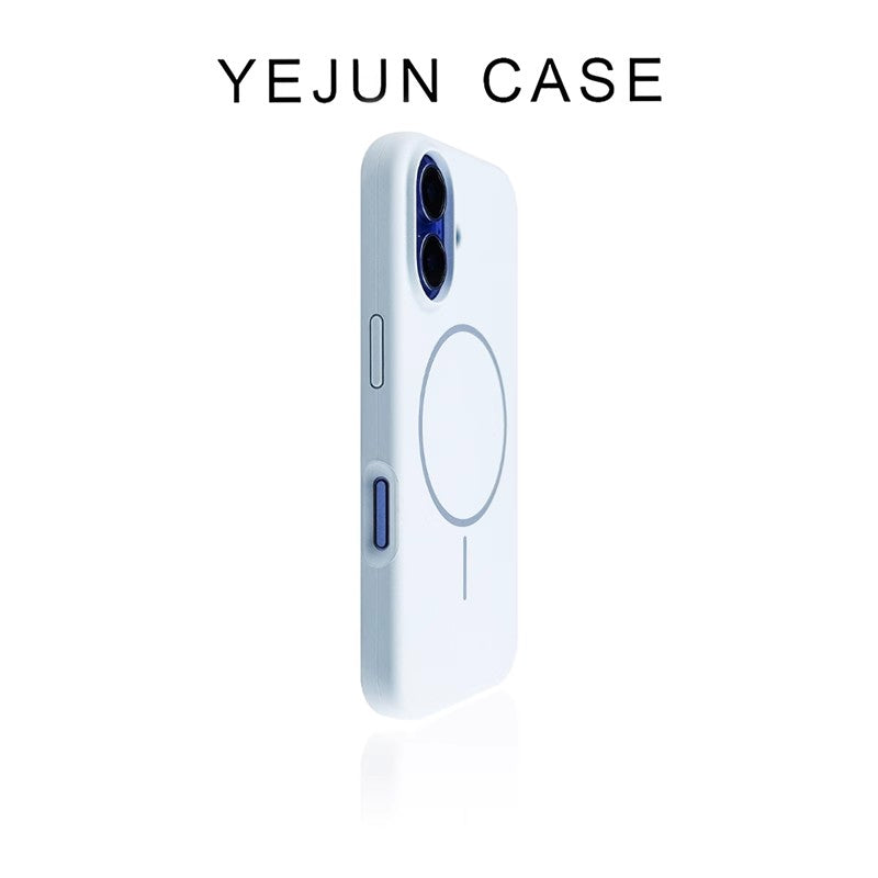 Yejun iphone16/16pro mobil telefon qutusu üçün uyğundur 17 ağ maye maqnit Apple 16promax incə dairə böyük dəlik 15pro dəri hissi 14 yüksək səviyyəli hiss 13 düşməyə qarşı 12 silikon 16plus