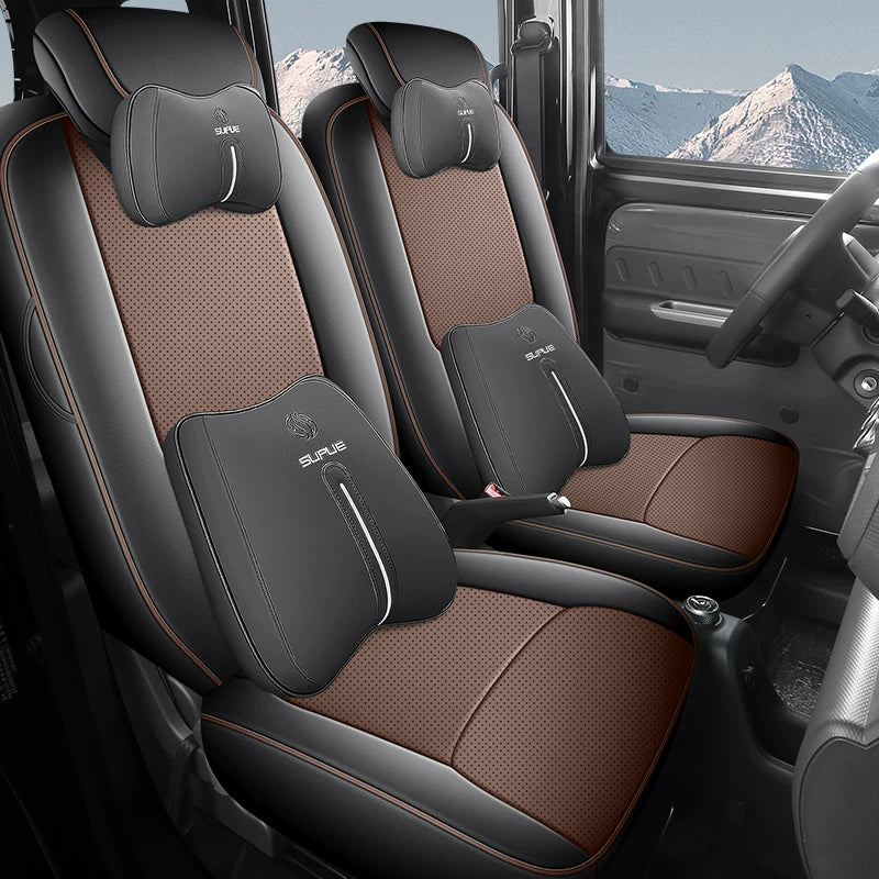 Wuling Sunshine EV Xüsusi Dəri Oturacaq Üzlükləri, Bütün Mövsümlər Üçün Aşınmaya Davamlı, Nəfəs Alan, Tam Örtüklü Sunshine New Energy Avtomobil Oturacaq Üzlükləri