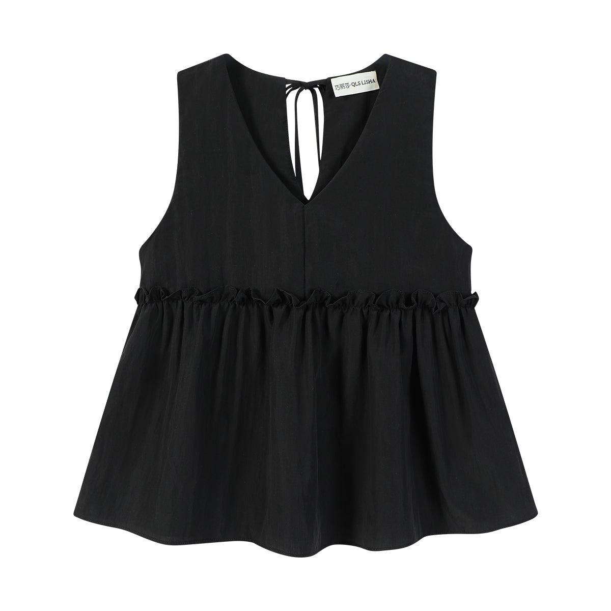 Cholisa'nın arxa tərəfində qalstuk dizaynlı, çox şirin kiçik topu, Koreya üslubunda qadınlar üçün sadə qolsuz köynək.