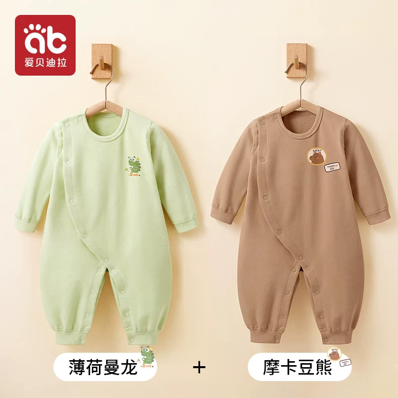 Körpə bodi qış geyimi, yeni doğulmuş körpə üçün A sinifli sıx oturan paltarlar, oğlan və qız körpəsi üçün əsas təbəqə təmiz pambıq pijama qış