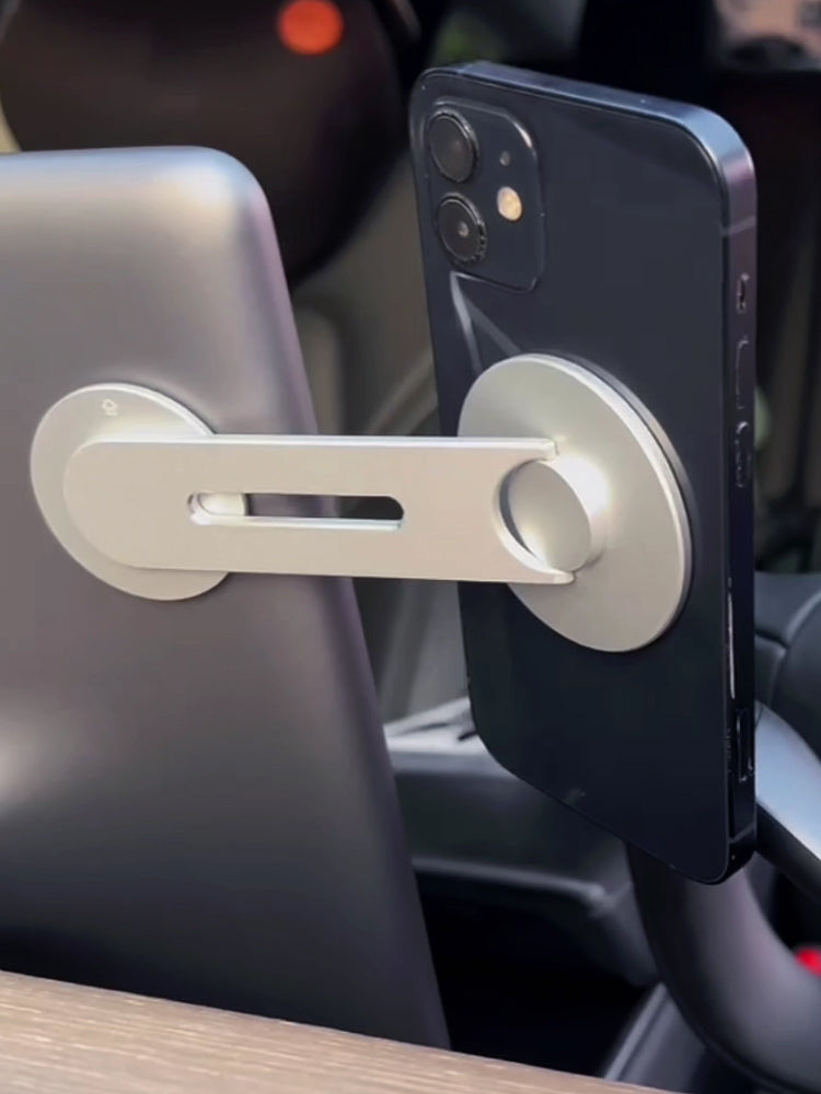 Tesla Model 3/Y/X/S yeni enerji nəqliyyat vasitələri ilə uyğun olan bu alüminium ərintisi mərkəzi idarəetməli üzən ekran naviqasiyası MagSafe mobil telefonu maqnit çevirən və fırladan çoxfunksiyalı aksesuar