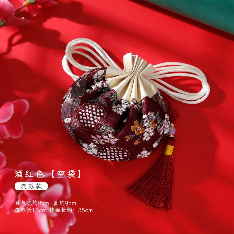 Qızıl ipək çaplı Hanfu pul kisəsi kisəsi, qədim üslublu kisə boş çanta, Çin üslublu kisə, ağcaqanad kovucu, Hanfu bəzəyi, əl çantası