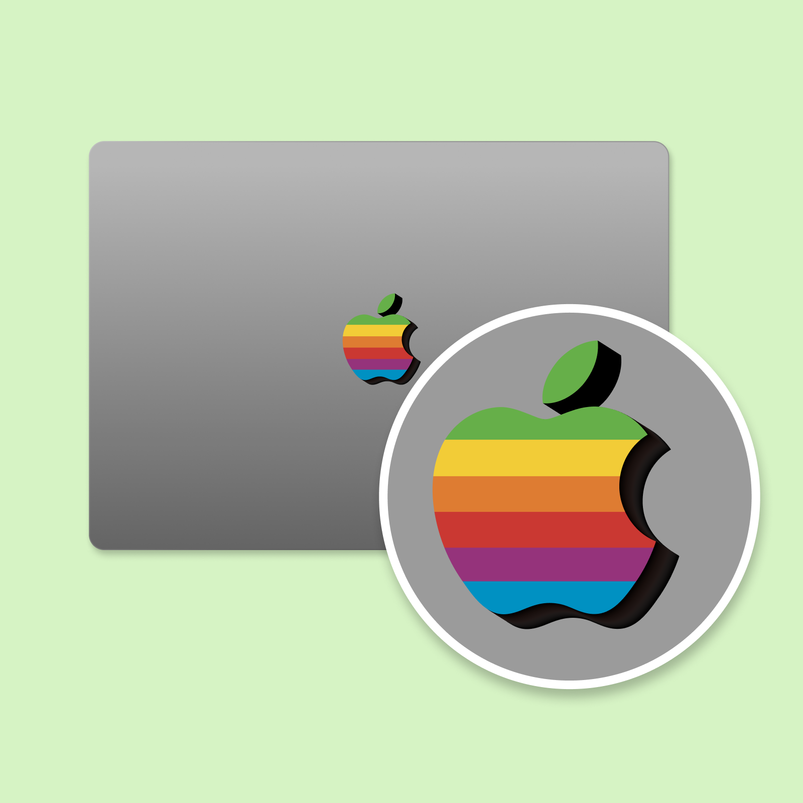 SkinAT notebook MacBook Neo filmi, MacBook Air13 kreativ loqo stikeri, kreativ göy qurşağı Pro14 loqosu stikeri, Apple loqosu stikeri, yapışqan qalmayıb üçün uyğundur.