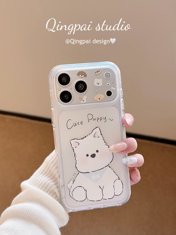 Yüngül şəffaf sevimli cizgi filmi West Highland balası Apple 17promax mobil telefon qutusu iphone16pro yeni 15promax qadın 17pro ikiqat qabıq 15pro hər şey daxil sərt qabıq üçün uyğundur
