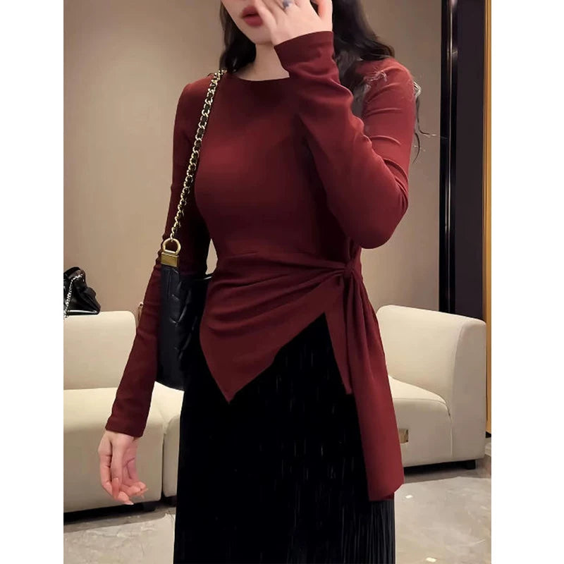 German style new Korean fashion, long-sleeved, irregular tie-dye shirt for spring, autumn and winter, loose daily top