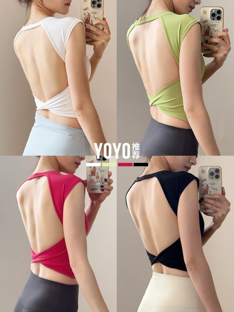 Yoyo idman jiletini tövsiyə edir, hamısı bir yerdə sabit sinə yastığı yoqa gözəllik arxası qadın fitness top Pilates məşq paltarı