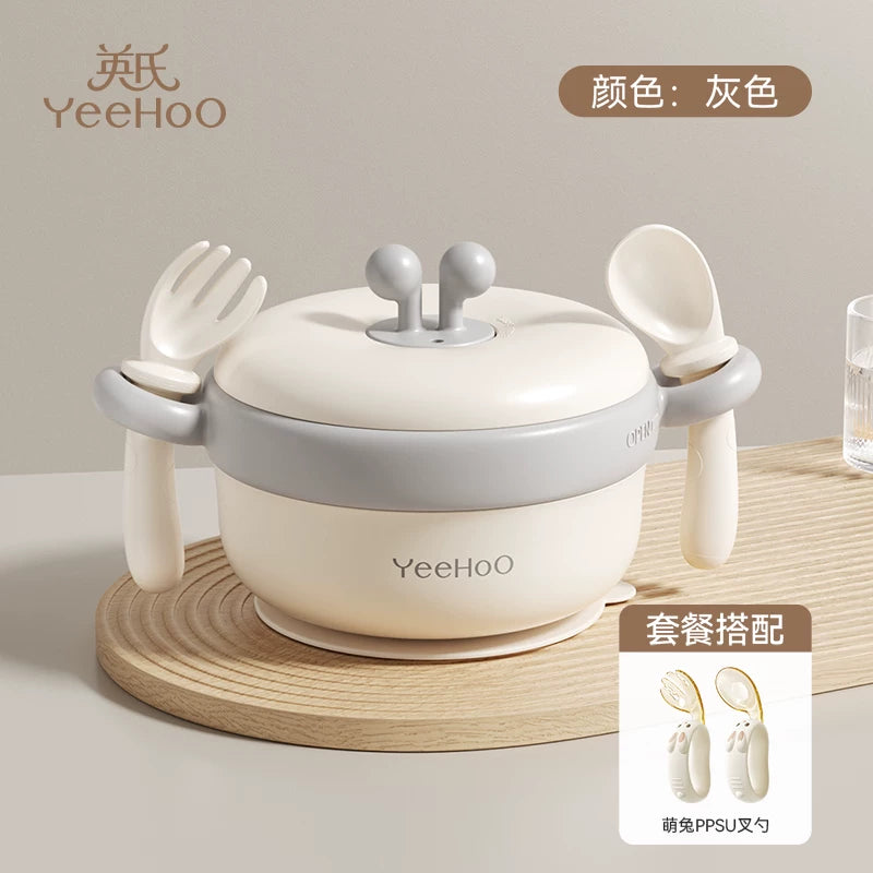 Ying's Körpə Yeməyi Qabı Körpə Su ilə Doldurulmuş İzolyasiyalı Qab Yemək Dəsti Sorma Kuboku Uşaq Süfrə Qabları