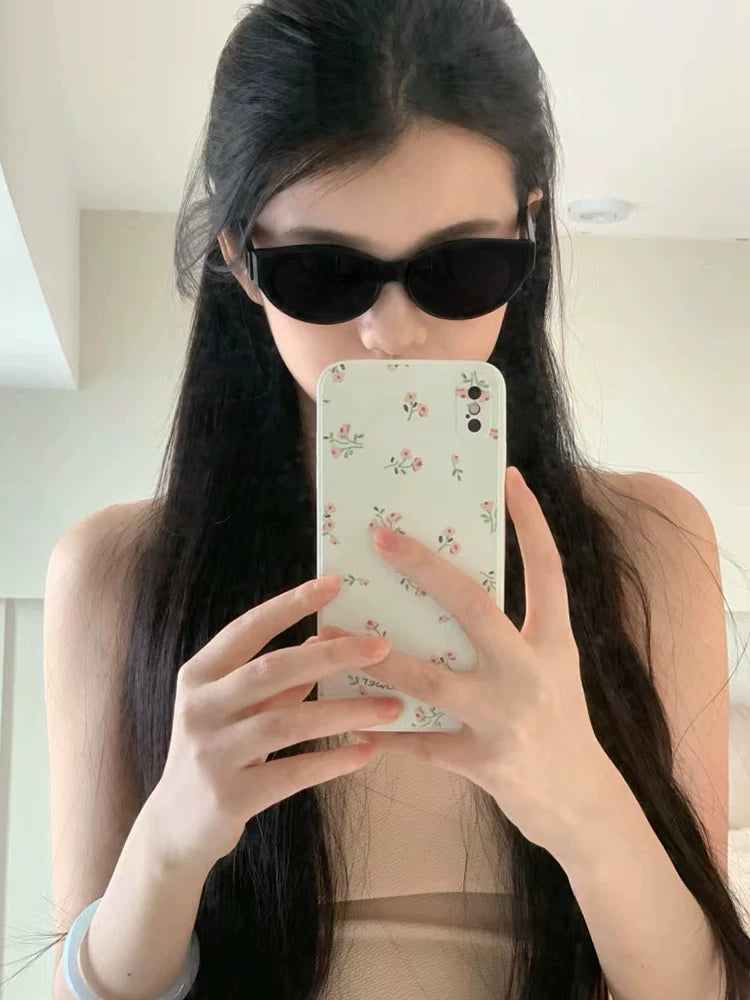 Jennie'nin eyni üslublu qadınlar üçün günəş eynəyi retro hottie pişik gözü kiçik çərçivə gm eynək polarize anti-UV günəş eynəyi kiçik üz - 3
