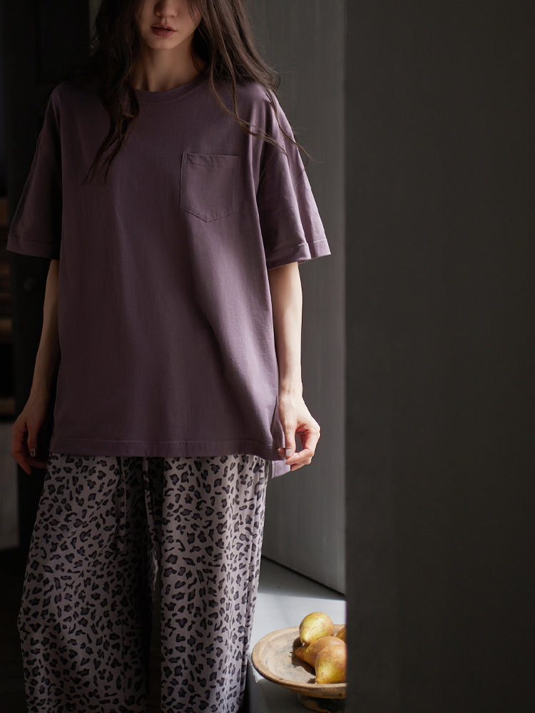 Tongyu yeni qadın pijama yaz və yay modal pambıq qısaqol şalvar kostyum bəbir naxışlı nazik üslubda ev paltarından kənarda geyinmək olar