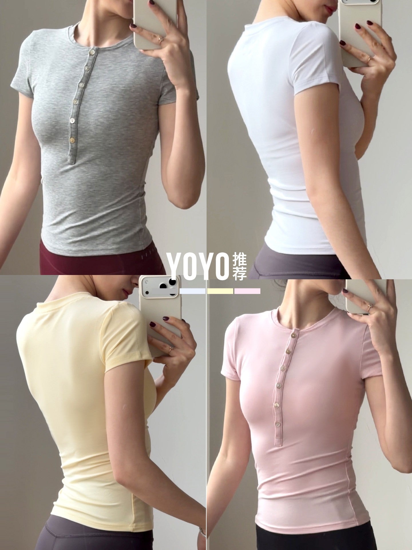 Yoyo yoqa geyimi kostyumu, qadın idman köynəyi, qısaqol Pilates, gözəl məşq geyimi, incə fitnes geyimi tövsiyə edir