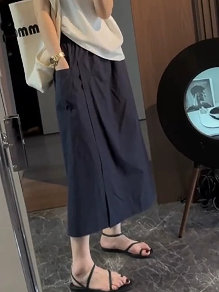 Bir az dolğun qızlar üçün böyük ölçülü yay geyimləri, geniş, düz ayaqlı şalvar/ətək, yüksək belli A-xəttli gündəlik ətək/şalvar