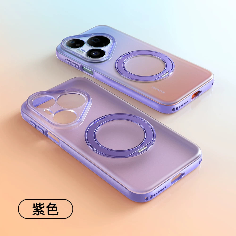Huawei pura90promax mobil telefon qutusu üçün uyğundur, yeni 360° fırlanan maqnit stend pura90pro dəriyə bənzər şaxtalı şəffaf p90p lens hər şey daxil olmaqla yüksək səviyyəli düşməyə qarşı ultra nazik xarici Xiao